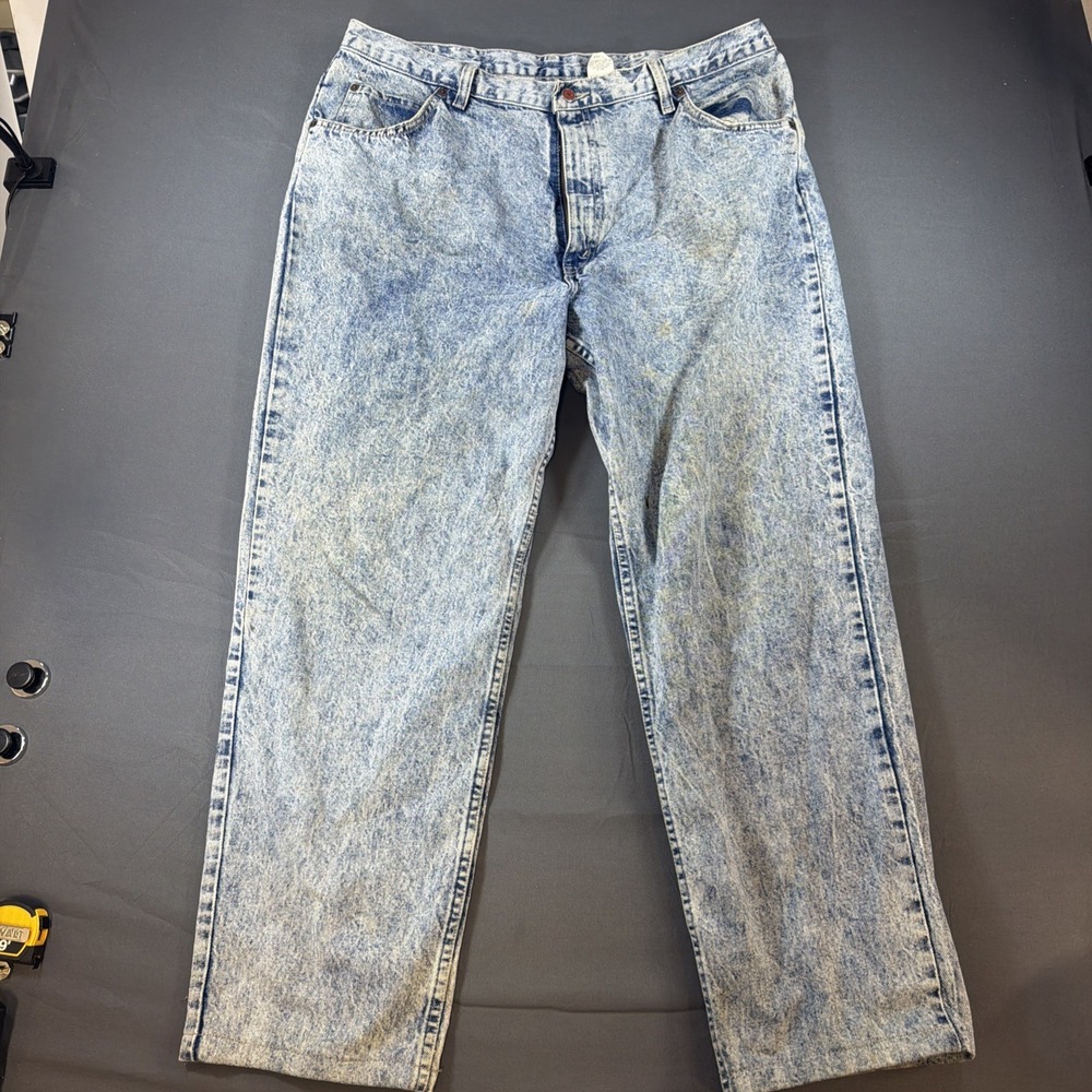 VINTAGE 80s BRITTANIA ACID STONE WASH  DENIM LIGHT BLUE JEANS SIZE 42 X 32